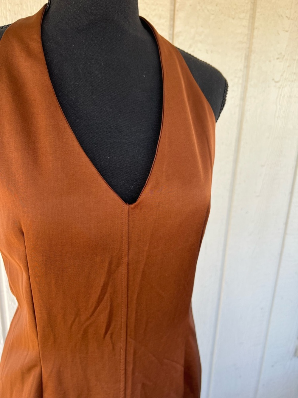 Zara Brown Satin Halter Maxi Dress - Picture 6 of 6